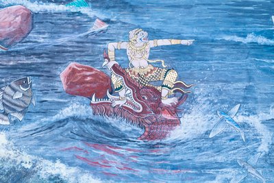 Mural Depicting Scenes from the Ramayana at Wat Phra Kaeo, the Royal Grand Palace, Bangkok, Thailand by Thai School