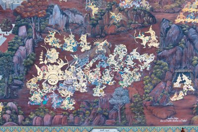 Mural Depicting Scenes from the Ramayana at Wat Phra Kaeo, the Royal Grand Palace, Bangkok, Thailand by Thai School