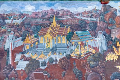 Mural Depicting Scenes from the Ramayana at Wat Phra Kaeo, the Royal Grand Palace, Bangkok, Thailand by Thai School