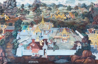 Mural Depicting Scenes from the Ramayana at Wat Phra Kaeo, the Royal Grand Palace, Bangkok, Thailand by Thai School