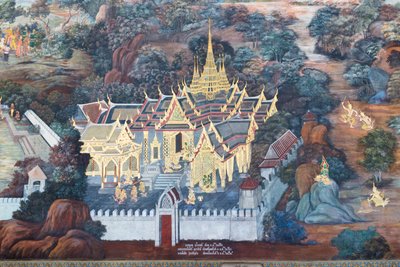 Mural Depicting Scenes from the Ramayana at Wat Phra Kaeo, the Royal Grand Palace, Bangkok, Thailand by Thai School