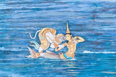 Mural Depicting Scenes from the Ramayana at Wat Phra Kaeo, the Royal Grand Palace, Bangkok, Thailand by Thai School