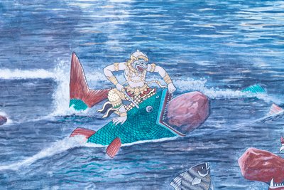 Mural Depicting Scenes from the Ramayana at Wat Phra Kaeo, the Royal Grand Palace, Bangkok, Thailand by Thai School