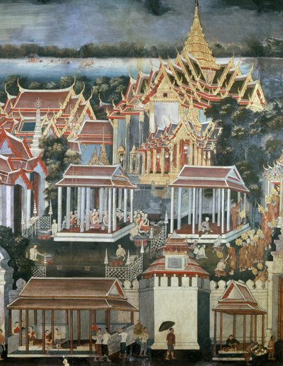 Offerings Made to Monks in the Temple of the Emerald Buddha, 1864 by Thai School