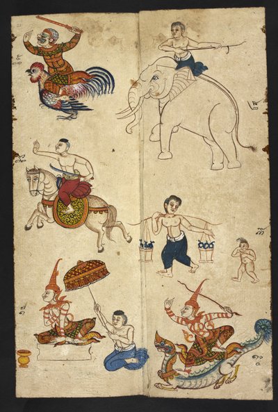 The Year of the Rooster, from a Thai divination manual (Phrommachat), containing horoscopes based on the Chinese zodiac by Thai School