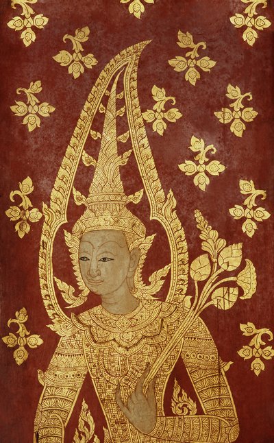 Rattanakosin Style Door Panel with Image of a Deity, c.1860 by Thai School