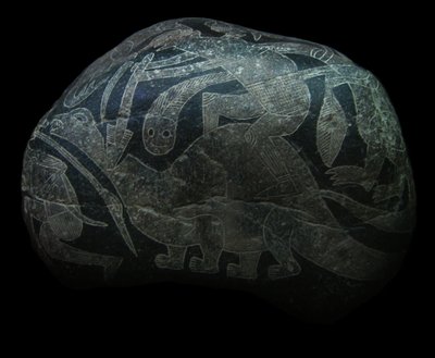 The Ica Stone. A Man Killing a Dinosaur by The Ica stones.
