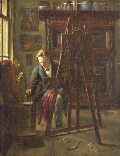 The Artist George Jan Hendrik Poggenbeek in His Studio by Theo Hanrath