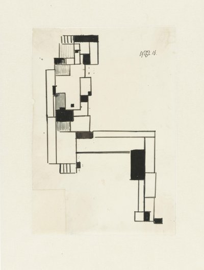 Seated Female Nude, Her Hand on Her Head by Theo van Doesburg (signed by artist)