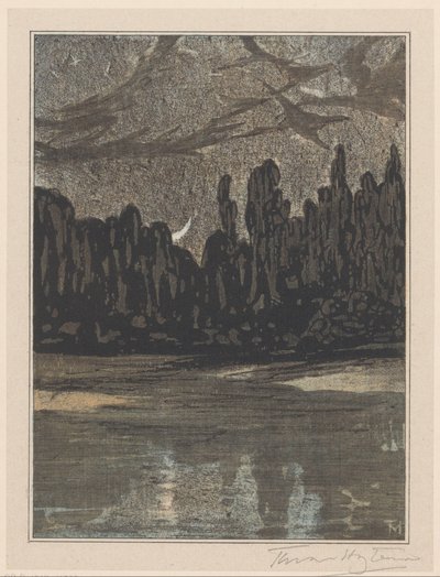 Nocturnal Landscape with Migratory Birds by Theo van Hoytema (signed by artist)