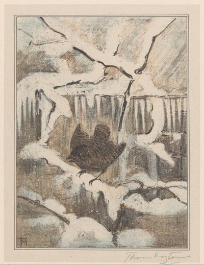 Winter Wren on Snowy Branch by Theo van Hoytema (signed by artist)
