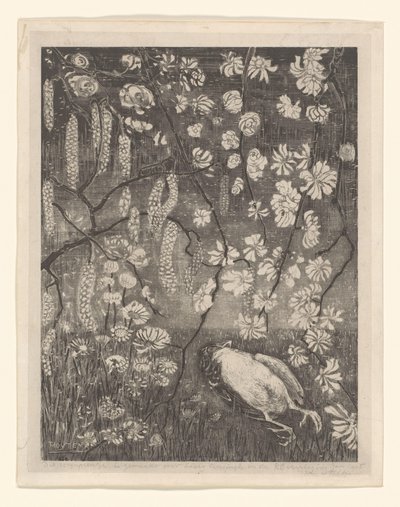 Dead Bird Under Hazel and Honeysuckle Branches by Theo van Hoytema