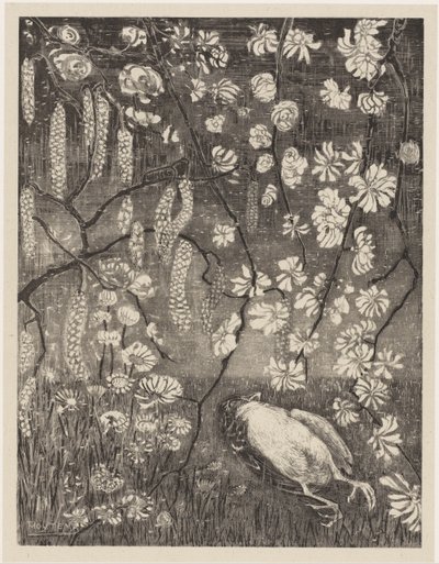 Dead Bird under Hazel and Honeysuckle Branches by Theo van Hoytema