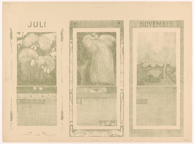 Calendars for July, August and November 1910 by Theo van Hoytema