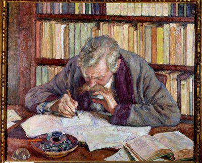 Portrait of the Belgian poet Emile Verhaeren at his office by Théo van Rysselberghe