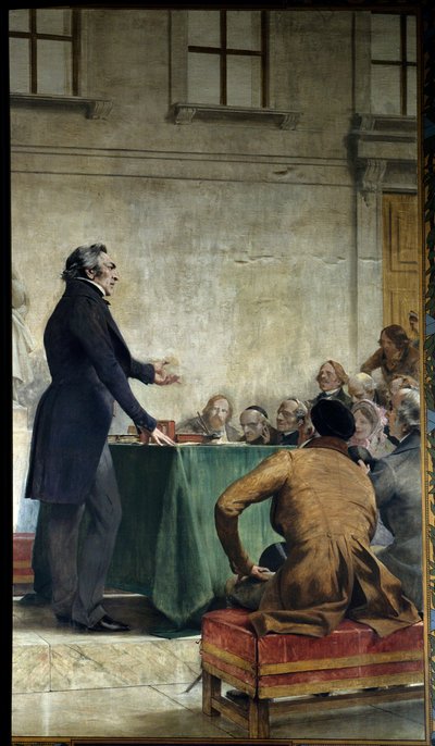 Francois Arago (1786-1853) giving a lecture on popular astronomy at the Royal Observatory of Paris. Painting by Theobald Chartran by Theobald Chartran