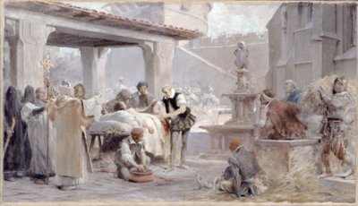Sketch for the Sorbonne staircase: Ambroise Paré at the siege of Metz by Theobald Chartran