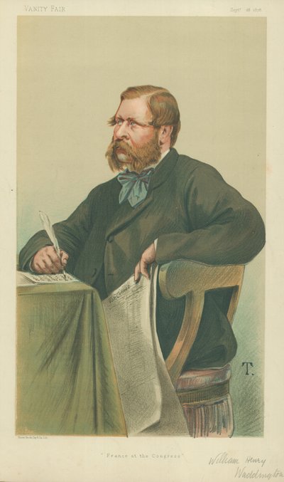 William Henry Waddington, France at the Congress, 28 September 1878, Vanity Fair cartoon by Theobald Chartran