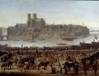 The quay and the bridge of La Tournelle in Paris (detail) by Theodor (attr. to) Matham