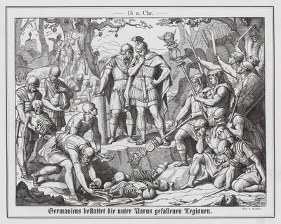 Germanicus Burying the Bodies of Roman Soldiers Killed at the Battle of the Teutoburg Forest Six Years Earlier by Theodor Grosse