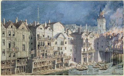 Fire at the Pont aux Meuniers in 1621 by Theodor Josef Hubert Hoffbauer