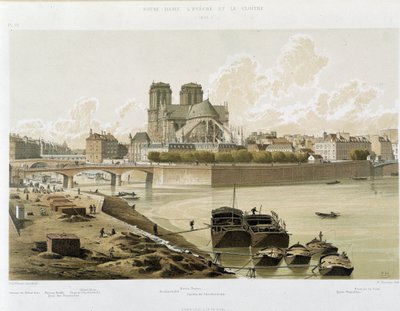 Notre Dame de Paris seen from the banks of the Seine in Paris by Theodor Josef Hubert Hoffbauer