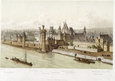 The Louvre at the time of Charles V (circa 1380) - in “Paris from the 13th century to the present day” by Hoffbauer by Theodor Josef Hubert Hoffbauer