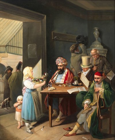 Greeks and Turks in a Viennese Coffee House, 1824 by Theodor Leopold Weller