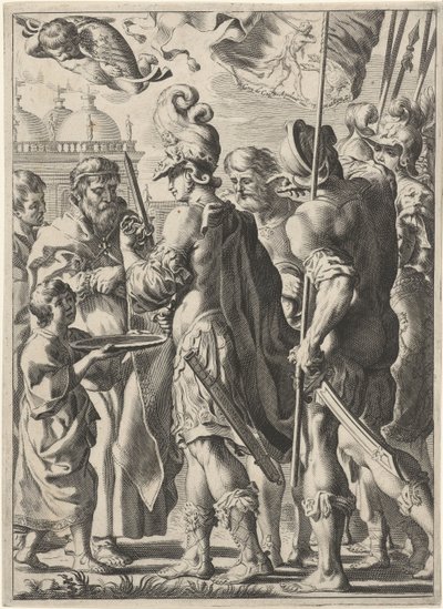 Alexander the Great Cutting the Gordian Knot with his Sword by Theodor Matham