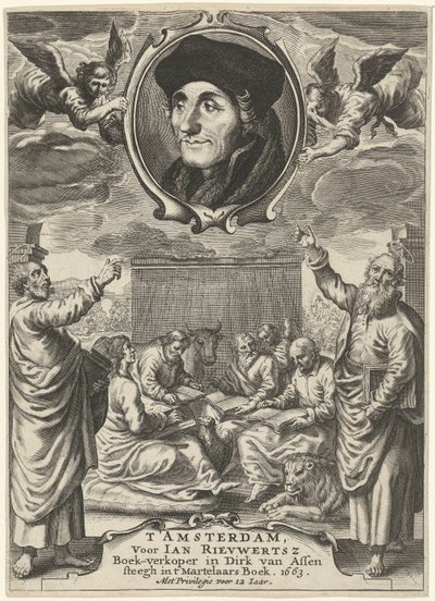 Portrait of Erasmus Above Four Evangelists by Theodor Matham