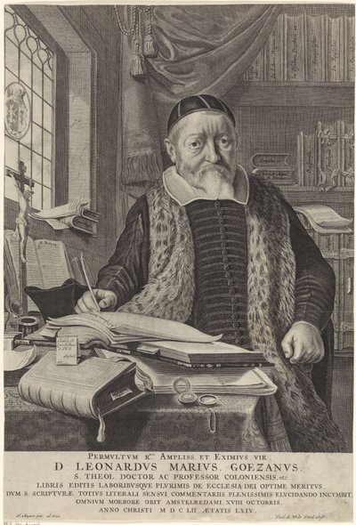 Portrait of Leonard Marius van der Goes in a Study Room by Theodor Matham