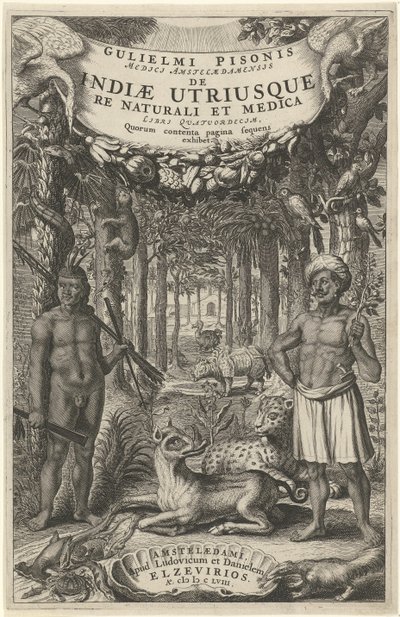 Two Men and Wild Animals in Front of a Forest by Theodor Matham