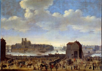 View of the Quai and the Pont de la Tournelle, Ile de la Cite and Ile Saint Louis in Paris (1646) by Theodor Matham