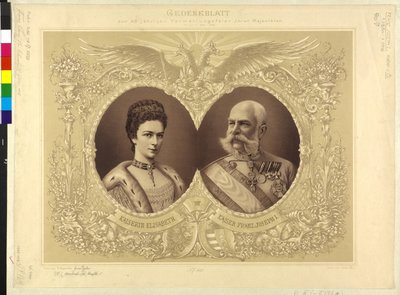 Emperor Franz Joseph I of Austria with Family (Commemorative Paper of the 40th Wedding Anniversary, 24 April 1854 - 1894) by Theodor Mayerhofer
