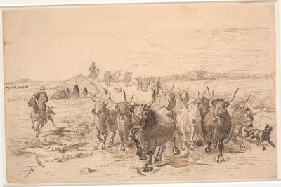 A Herd of Oxen in the Roman Countryside by Theodor Philipsen
