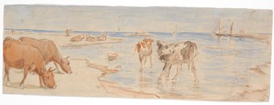 Cows and Calves near the Embarkation Point on Saltholm (sketch for decoration of punch bowl) by Theodor Philipsen