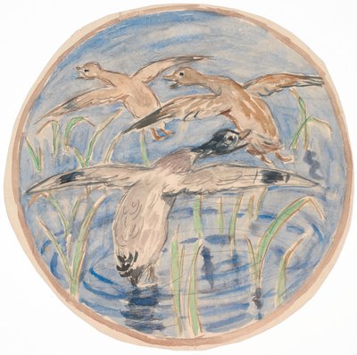 Flying Ducks (sketch for ceramic dish decoration) by Theodor Philipsen