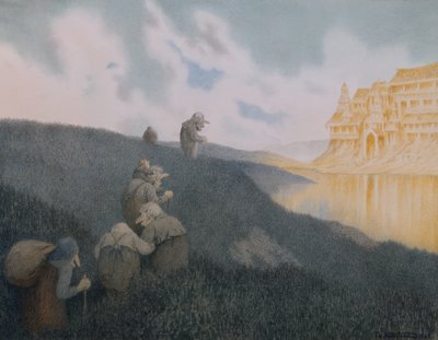 On the way to a feast at the Troll castle by Theodor Kittelsen