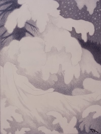 Sleeping woman in pearls and linen by Theodor Kittelsen