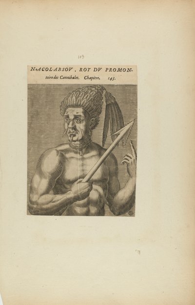 Nacol-Absov, King of the Promontory of... (from book, Les Vrais Pourtraits et Vies des Hommes Illustres) by Theodor de Bry