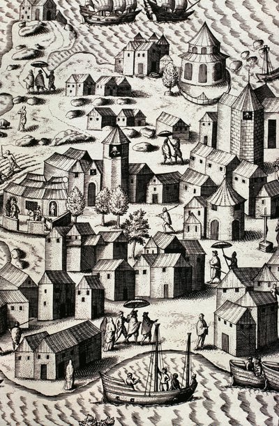 Port of Macao in China by Theodor de Bry