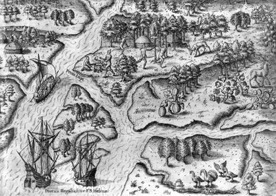 The French Expedition Lands in Port Royal, Florida by Theodor de Bry