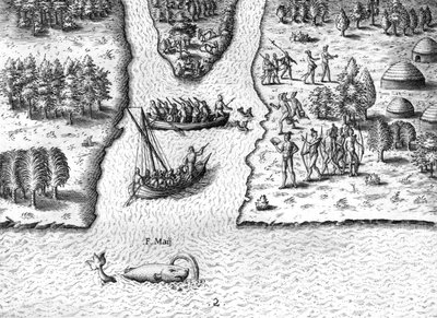 The french sails on River May by Theodor de Bry
