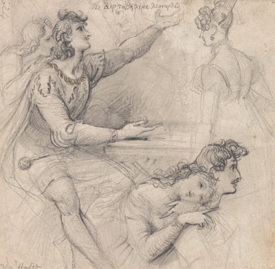 A Sheet of Sketches - Theatrical Studies by Theodor von Holst