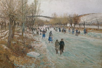 Ice Skaters on the Thaya near Lundenburg by Theodor von Hormann