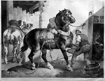 Fitting of a draught horse by Theodore (after) Gericault