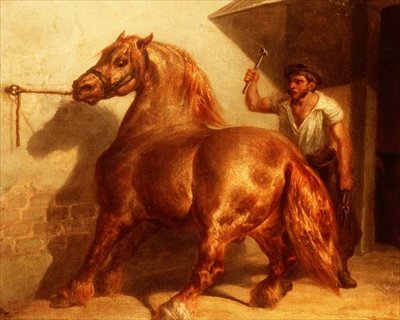 Cart Horse at the Blacksmith by Theodore (attr. to) Gericault