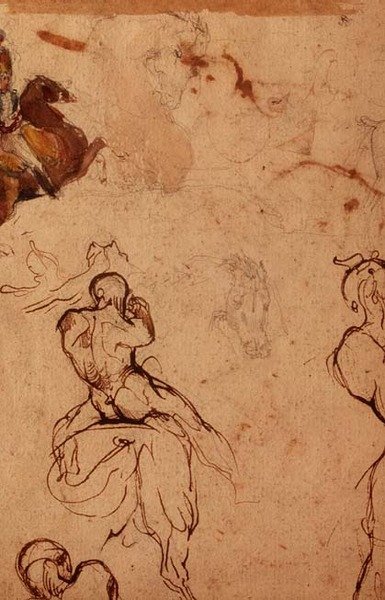 Study of Horses and Riders by Theodore (attr. to) Gericault