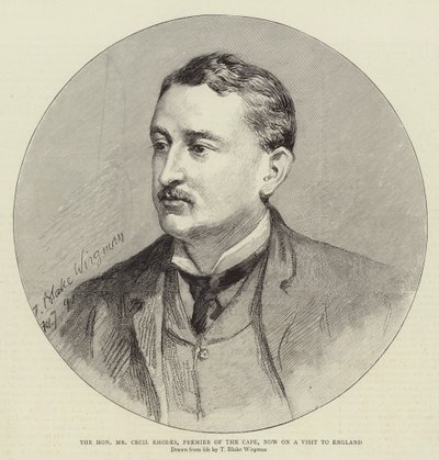 The Honourable Mr Cecil Rhodes, Premier of the Cape, now on a Visit to England by Theodore Blake Wirgman