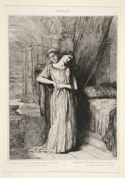 “Desdemona,” pl. 8 from Othello (Act IV, Scene III) by Théodore Chassériau